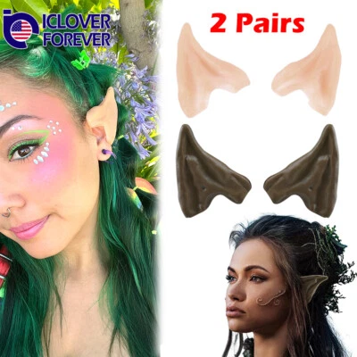 Pixie Elf Ears Latex Ear Tips Alien Spock Costume Cosplay Fairy Hobbit Halloween - Image 1 of 4