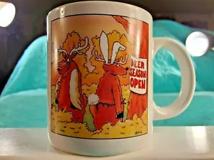 Funny Hunting Coffee Mug Double Sided "DEER SEASON OPEN" Deer in Disguise 3.5" - Picture 1 of 12