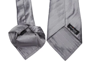 Kiton Napoli Silk Tie 7-fold Polka Dot Silver Gray 59/3.5 - Picture 1 of 5