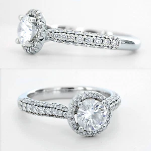 14k White Gold 1.5 ctw Sparkling Diamond Halo Engagement Ring GIA Certified Sz 6 - Picture 1 of 12