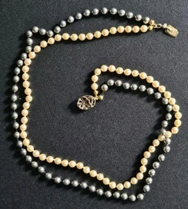 Vintage Kunst Perle Halskette Perlen Schmuck Zweihreihig Sammlung Auflösung 70er - Bild 1 von 3
