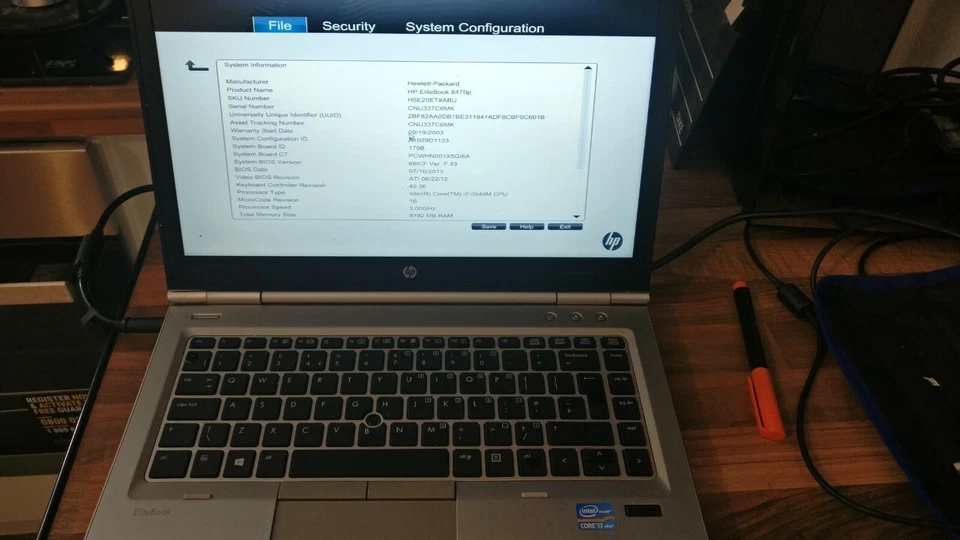 HP EliteBook 8470p 14" Laptop Intel Core i7-3540M 3.00GHz 8.0GB DDR3  - Image 1 of 1