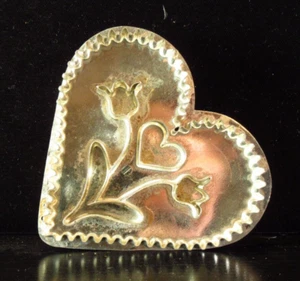 Vintage B. Cukla Stamped Folk Art Heart with Flowers Cookie Cutter - Picture 1 of 5