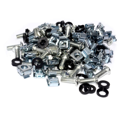 50 x Rack Fixing Set M6 Captive Cage/Nuts Bolts/Plastic Washers Cabinet Mounting