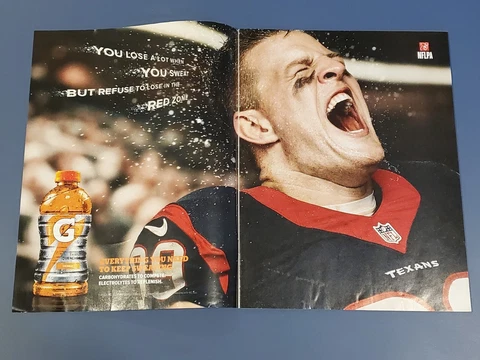 JJ WATT Gatorade Poster Print Ad Photo HOUSTON TEXANS 2015 FOOTBALL NFL Cover