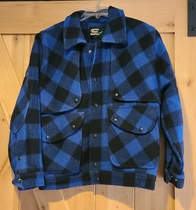 Chaqueta De Colección James River Traders Hombres M 100% Lana Negra/Azul Búfalo Cuadros Caza - Imagen 1 de 22