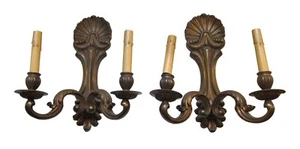 Pair of Bronze Neo Classical Two Arm Wall Sconces - Picture 1 of 6