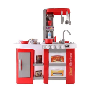 Kids Pretend Play Kitchen Set with Lights & Sounds Toy Cooking Set Red 53pcs - Picture 1 of 12