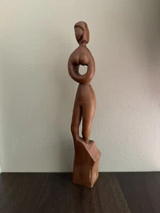 Vintage MCM Wood Carved Abstract Art Sculpture Nude Woman Carving 10.5" tall - Picture 1 of 12