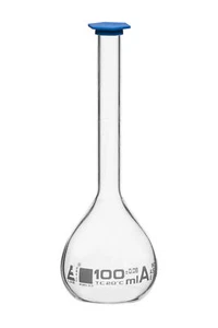 Eisco Labs 100ml Volumetric Flask with Snap Cap, Class A, Borosilicate Glass - Picture 1 of 1