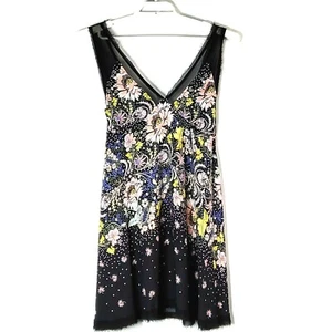 New Intimately Free People Sz M Slip Dress $88 Floral Sheer Shoulder Tie Waist - Bild 1 von 8