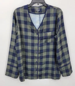 Summersalt Pyjama Oberteil Damen Medium Cloud 9 blau grün Büffel Karo Langarm - Bild 1 von 7