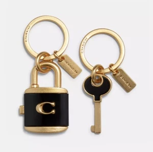 Coach Lock and Key Bag Charm Valet Detachable Key Ring Fob C1679 - Picture 1 of 4