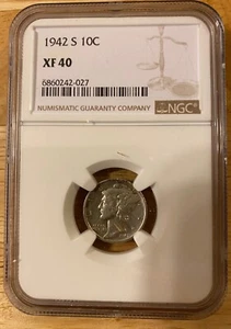 1942 S Mercury Dime. NGC Graded: XF 40 - Picture 1 of 2