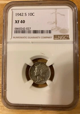 1942 S Mercury Dime. NGC Graded: XF 40 - Image 1 of 2
