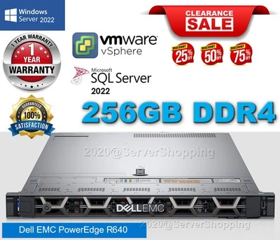Dell PowerEdge R640 2x Platinum 8160 2.10Ghz 48Core 256GB DDR4 H740P 3.84TB SSD - Image 1 of 4