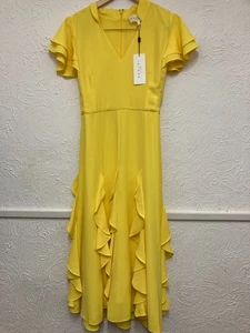 DAMSEL - BRIGHT YELLOW - FRILL DRESS - SIZE 14 - NEW WITH TAGS - Picture 1 of 13