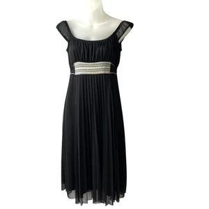 Vintage 90s Ruby Rox Milkmaid Midi Dress Size M Black Mesh Fairy Whimsigoth USA - Picture 1 of 9