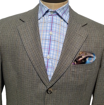 Jos A Bank Blazer Mens 41R Houndstooth  Wool Silk Blend Sportscoat 3 Button - Image 1 of 4