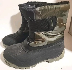 Botas de nieve de invierno camuflaje/negras talla 2 forradas cálidas media pantorrilla esquí al aire libre niños - Imagen 1 de 8