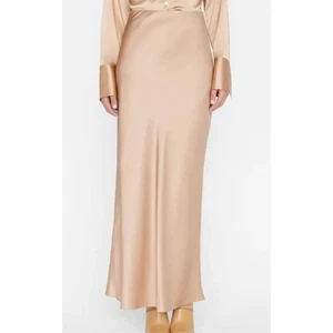 FRAME Column Slip Bias Cut Neutral Blush Silk Maxi Skirt Small - Picture 1 of 10