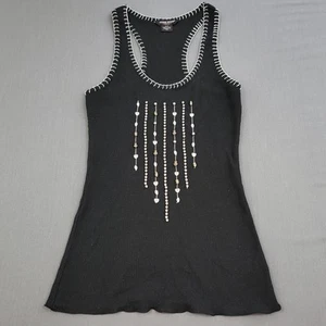 Guess Jeans Camicia Donna Media M Canotta Senza Maniche Pullover Perline Nero * - Foto 1 di 13