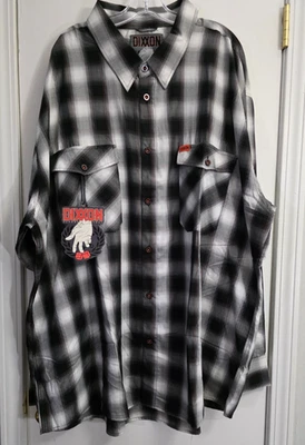NUEVO CON ETIQUETAS Camisa Dixxon Franela Ross Alley Hombres 5XL Negra Blanca Naranja A Cuadros Manga Larga Foto 1 de 4