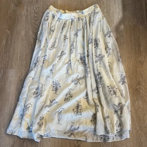 vintage laura ashley skirt Floral Size 14 Blue Flowers Cream Skirt Cottage Core - Picture 1 of 10