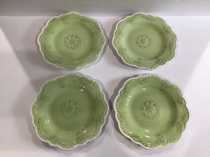 Pier 1 Imports Spitze grün 8" Salatteller handbemalt 4er Set - Bild 1 von 5