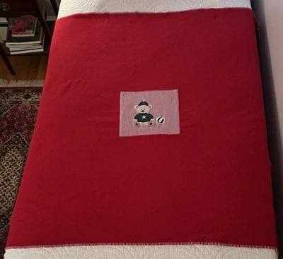 Manta infantil GYMBOREE roja polar centro rojo blanco borlas oso a cuadros 2001 de colección Foto 1 de 4