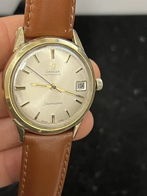 Reloj Pulsera OMEGA Seamaster De Colección 10k GF Esfera Fecha Automático Para Hombre - FUNCIONA Foto 1 de 4