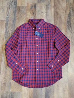 Camisa con botones Ralph Lauren roja mediana azul marino a cuadros 10/12 para niños jóvenes nueva con etiquetas Foto 1 de 4