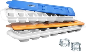 Chef Buddy Set of 2 Ice Cube Trays with Lids 14 Cubes, Multicolor  - Picture 1 of 7