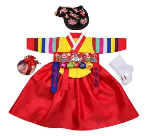 Korean Traditional Clothing Dress Hanbok Girl Baby 1 Age First Birthday Dol P... - Picture 1 of 6