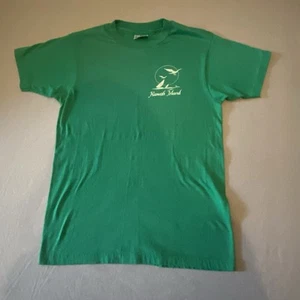 Vintage 90s Kiawah Island M T-Shirt USA Made Cotton Green Single Stitch Hanes 50 - Picture 1 of 10