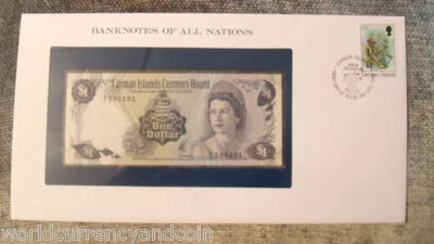 CAYMAN ISLANDS $1 P1 1971 FIRST NOTE FISH QUEEN UNC RARE STAMP FDC FRANKLIN MINT - Image 1 of 3