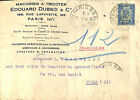 PARIS RUE LAFAYETTE ENVELOPPE " MACHINES A TRICOTER EDOUARD DUBIED " 1924
