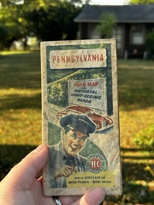 1940’s? SINCLAIR HC GASOLINE OIL PENNSYLVANIA ROAD MAP VINTAGE - Picture 1 of 4
