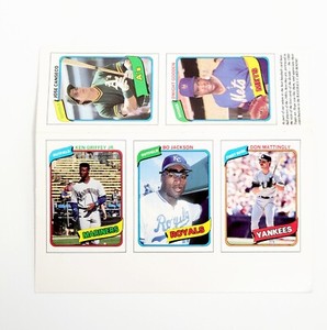 1990 MLB BBC Magazine Cards KEN GRIFFEY JR BO JACKSON Uncut Sheet Cards 1-6 NM!