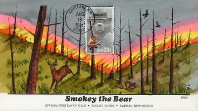 US 2096 FDC Collins Hand Painted Smokey the Bear - Image 1 of 2