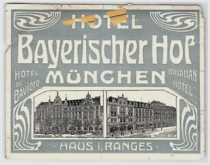 c1920s-30s Hotel Bayerischer Hof Munchen Luggage Label Sticker Germany Bavarian