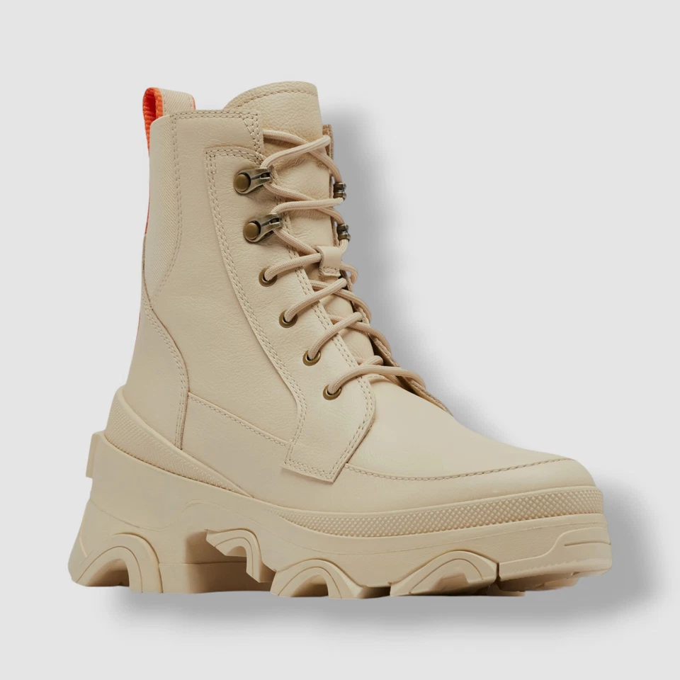 Sorel Women's Beige Brex Lug Sole Lace-Up Boots Shoe Size 8