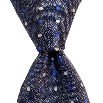 Corbata ajustada de poliéster para hombre CLUB ROOM de diseñador POLKA DOT azul/blanco nueva con etiquetas $55 Foto 1 de 3