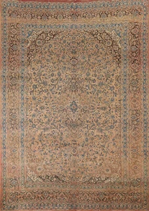 Traditional Handmade Floral Mashaad Area Rug 10x12 Vintage Living Room Carpet - Picture 1 of 20