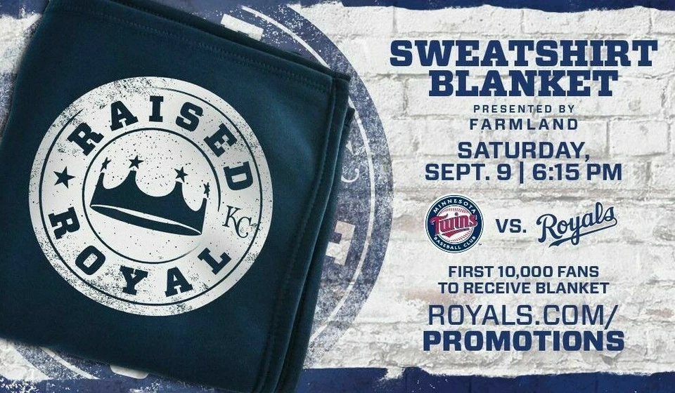 KC Kansas City Royals Sweatshirt Blanket Raised Royal Farmland Snuggle Promo SGA - Image 1 of 2