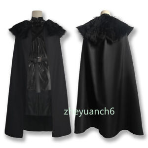 Game of Thrones Knight Men Halloween Cloak Black Outfit Full Set Cosplay Costume