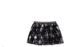 Girls 4-5 Halloween Set Mesh Foil Skirt Black Fully Lined Size M with T-Shirt - Picture 1 of 6