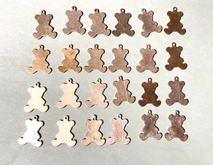24X Copper Blanks for enameling use-  SMALL TEDDY BEAR shape w/ hole for hanging - Picture 1 of 4