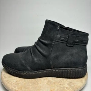 Clarks Collection Leather Ankle Boot Caroline Derby Black Women's Sz 9 - Picture 1 of 10