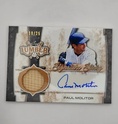 Paul Molitor 2021 Leaf Lumber Signature Sticks  Autograph /25 Brewers Twins - Image 1 of 2